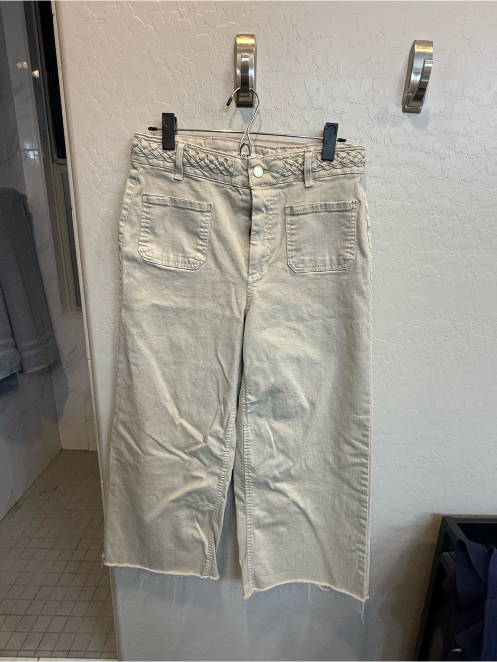 Oat New York Cream Cropped Jeans with Braided Waistband